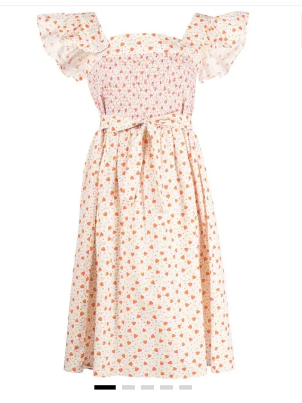 Batsheva Pink Ditsy Strawberry-Print Smocked Sundress